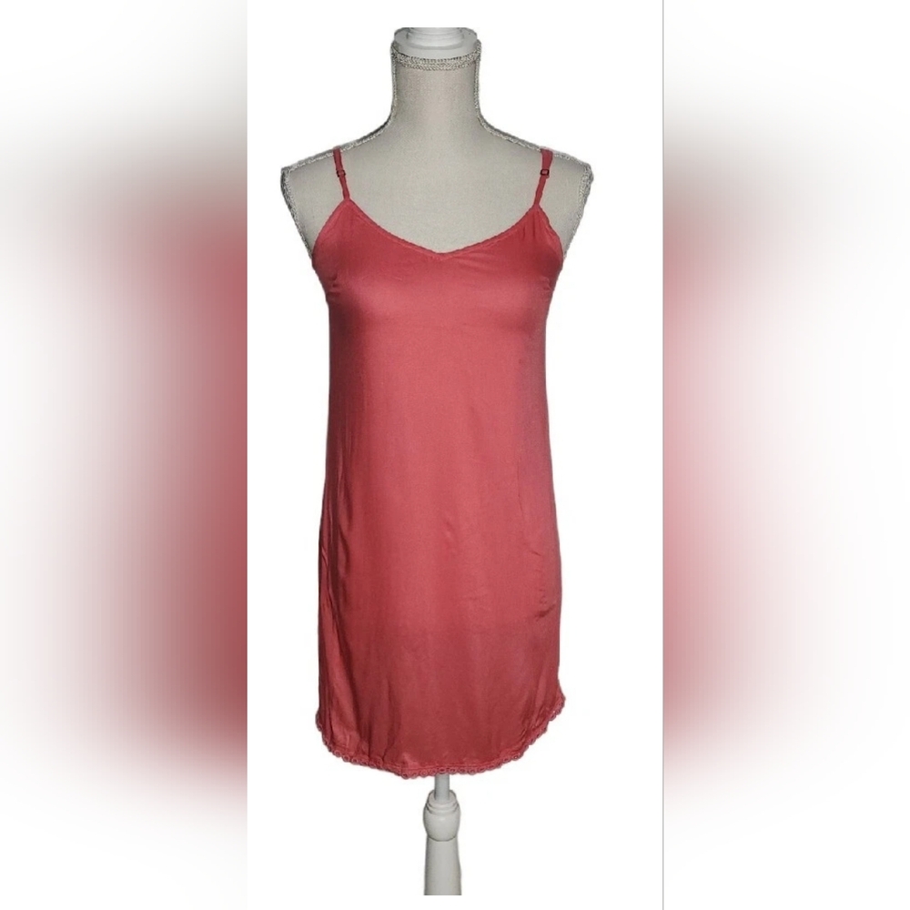 Anthropologie Women's Coral Short Slip Dress Viscose Adjustable Straps Size 8